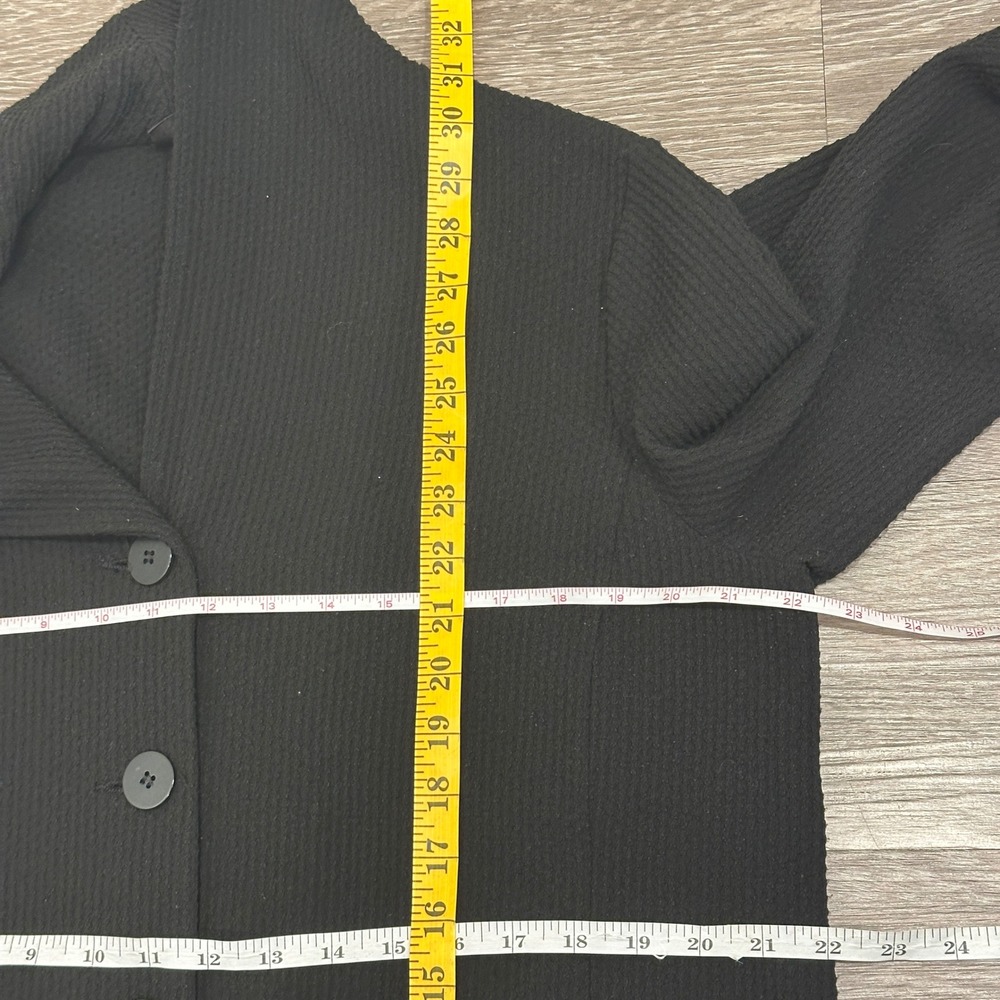 Eileen Fisher Black‎ Waffle Knit Shawl Collar Longline Cardigan Large Minimalism - Picture 7 of 8